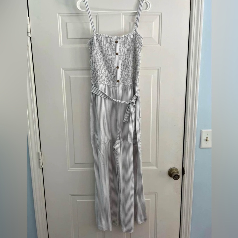 Abercrombie Blue and white strip Jumpsuit